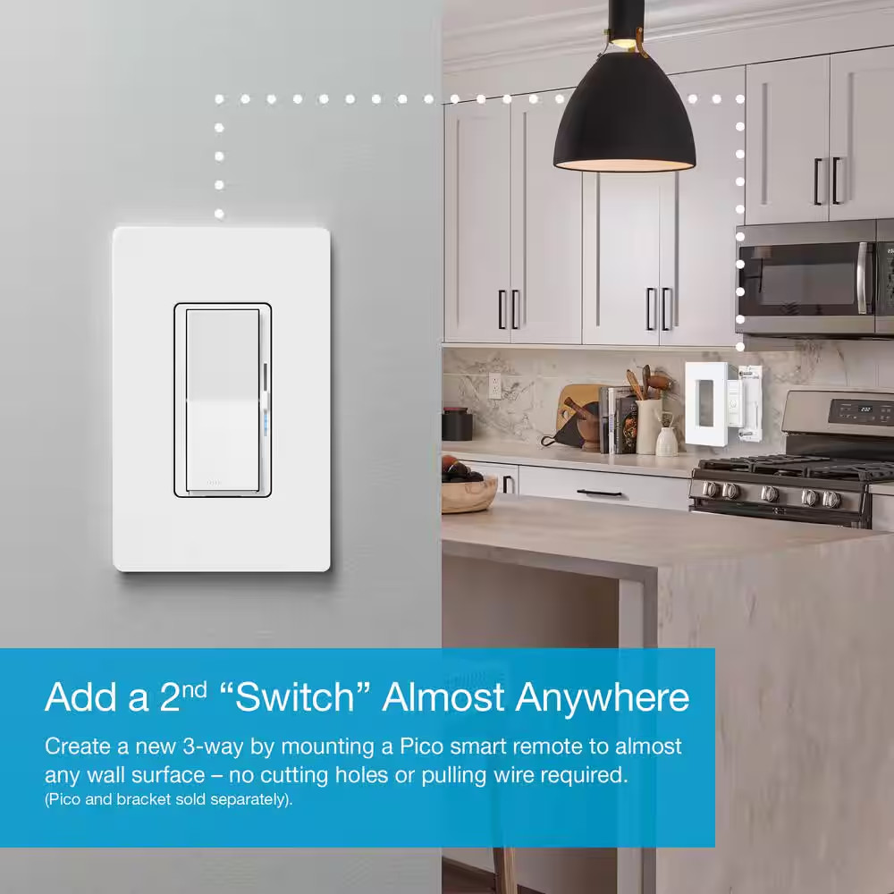 Diva Smart Dimmer Switch for Caseta, 150W LED, W/Claro Accessory Switch (3-Way K