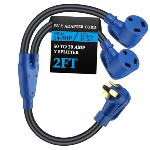 RV Y Adapter Power Cord Compatible with NEMA 14-50P 14-50P to TT-30R & TT-30R