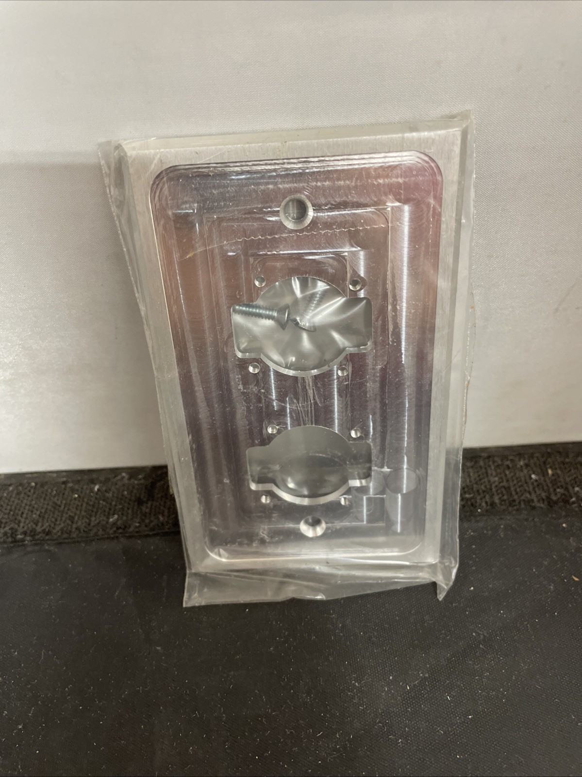 2-Gang Plate 4.5″ x 2.75″ Silver – New w/screws