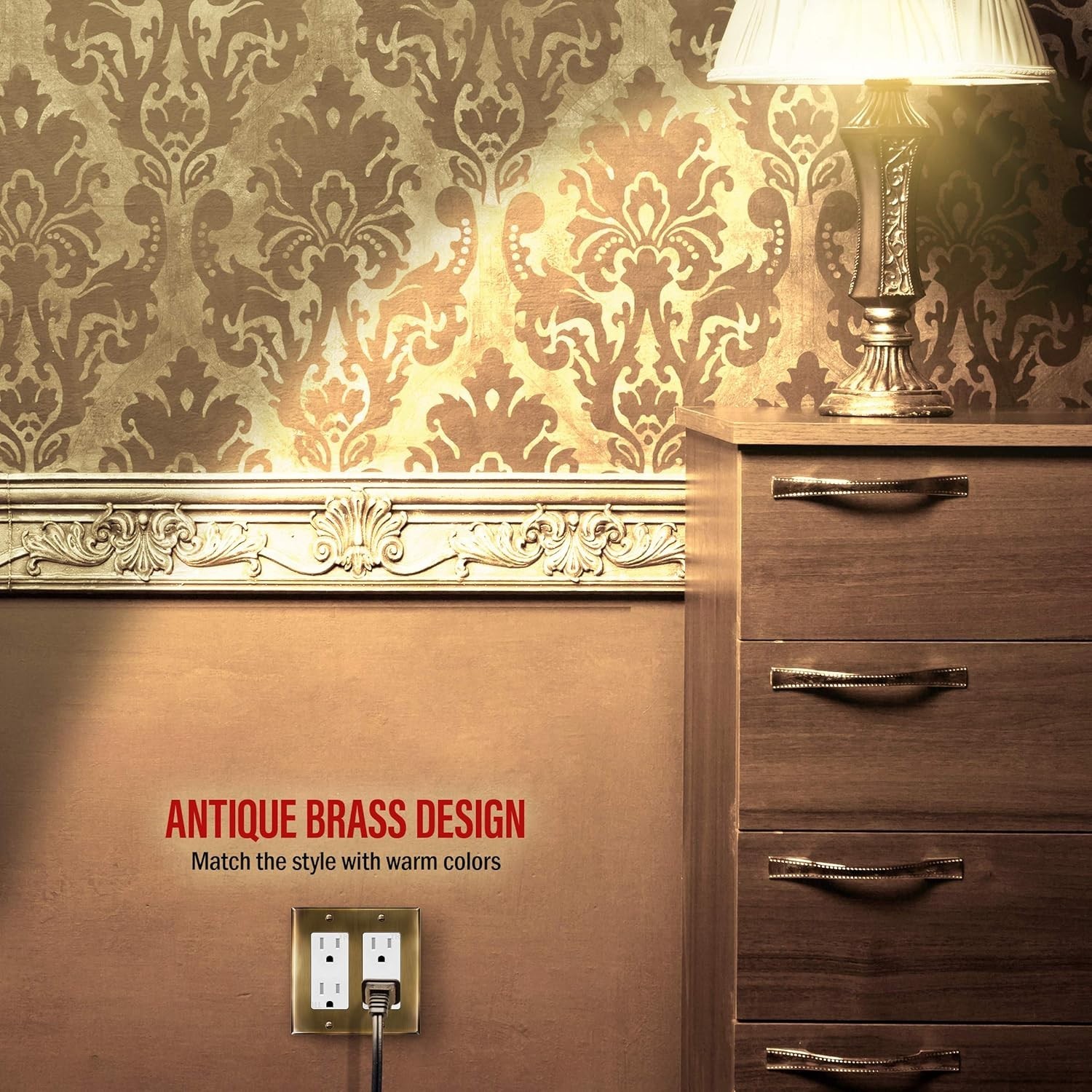Antique Brass 2-Gang Stainless Steel Switch Plate – Corrosion Resistant Elegance