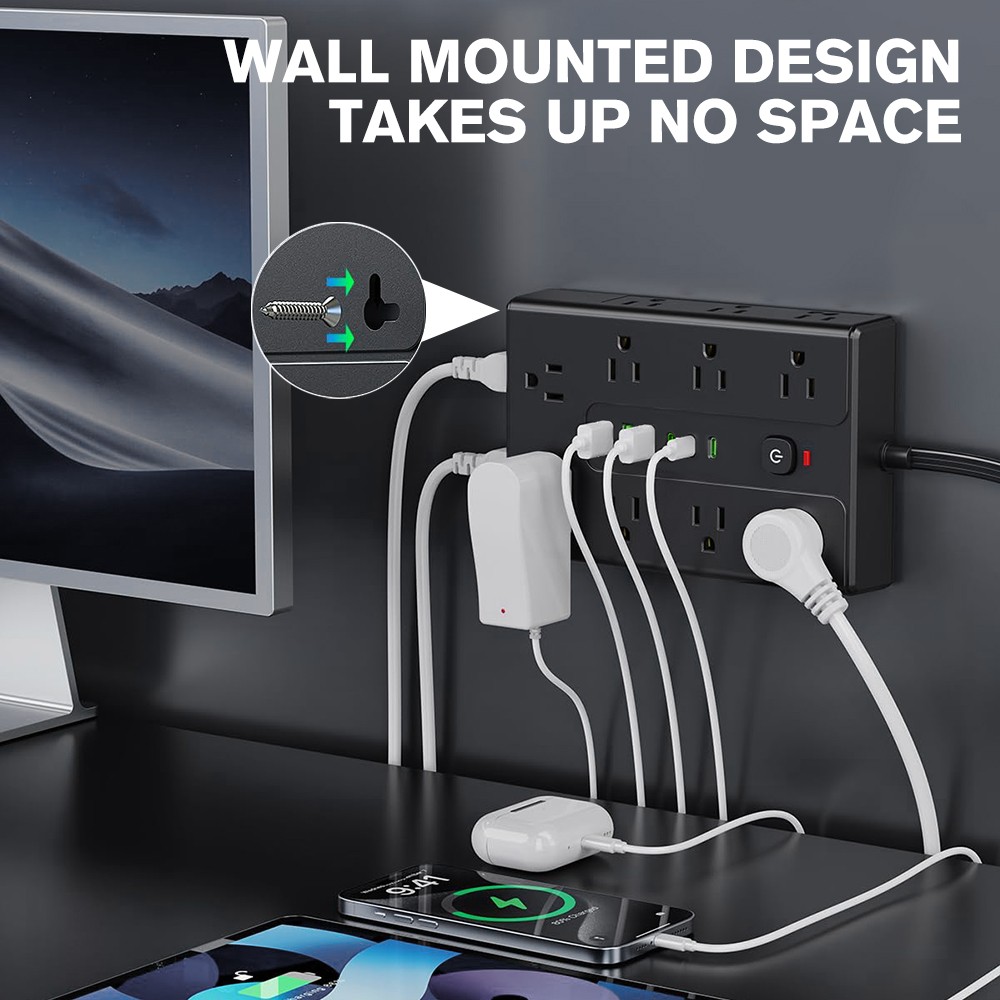 Power Strip Surge Protector 16 AC Outlets 3 USB Ports+3 Type C Ports 6.5FT Cable