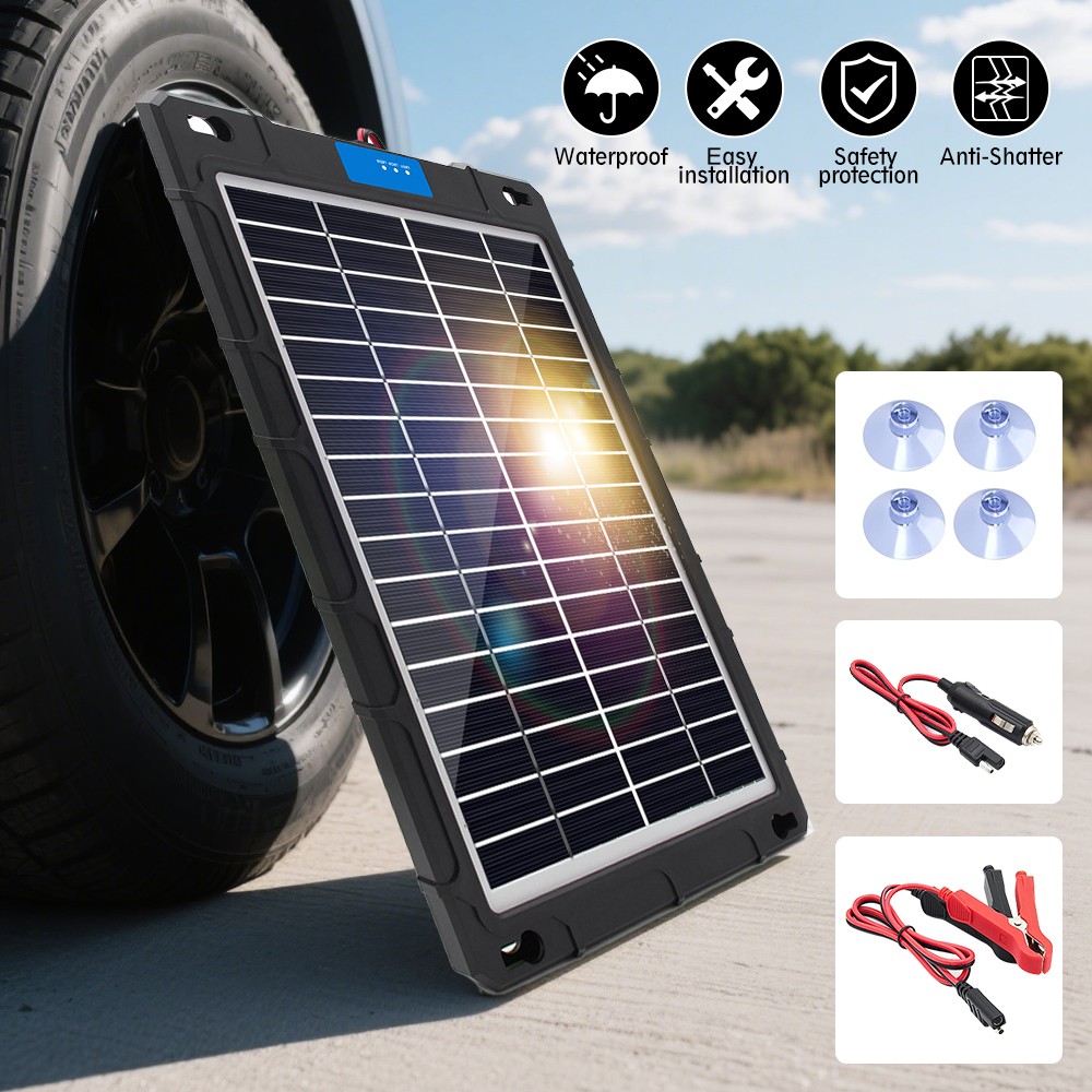 20W 12V Solar Battery Maintainer Trickle Charger Kit for Car Boat RV Trailer