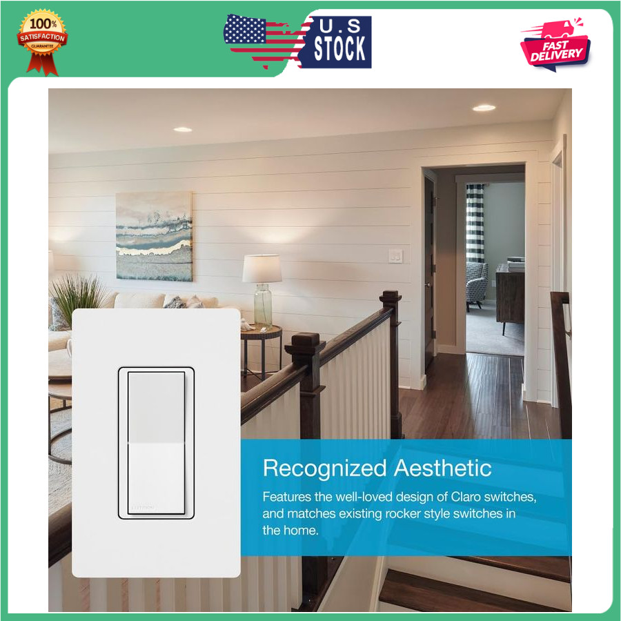 Lutron Caseta Claro Accessory Switch 3 Way for Diva Claro Smart White