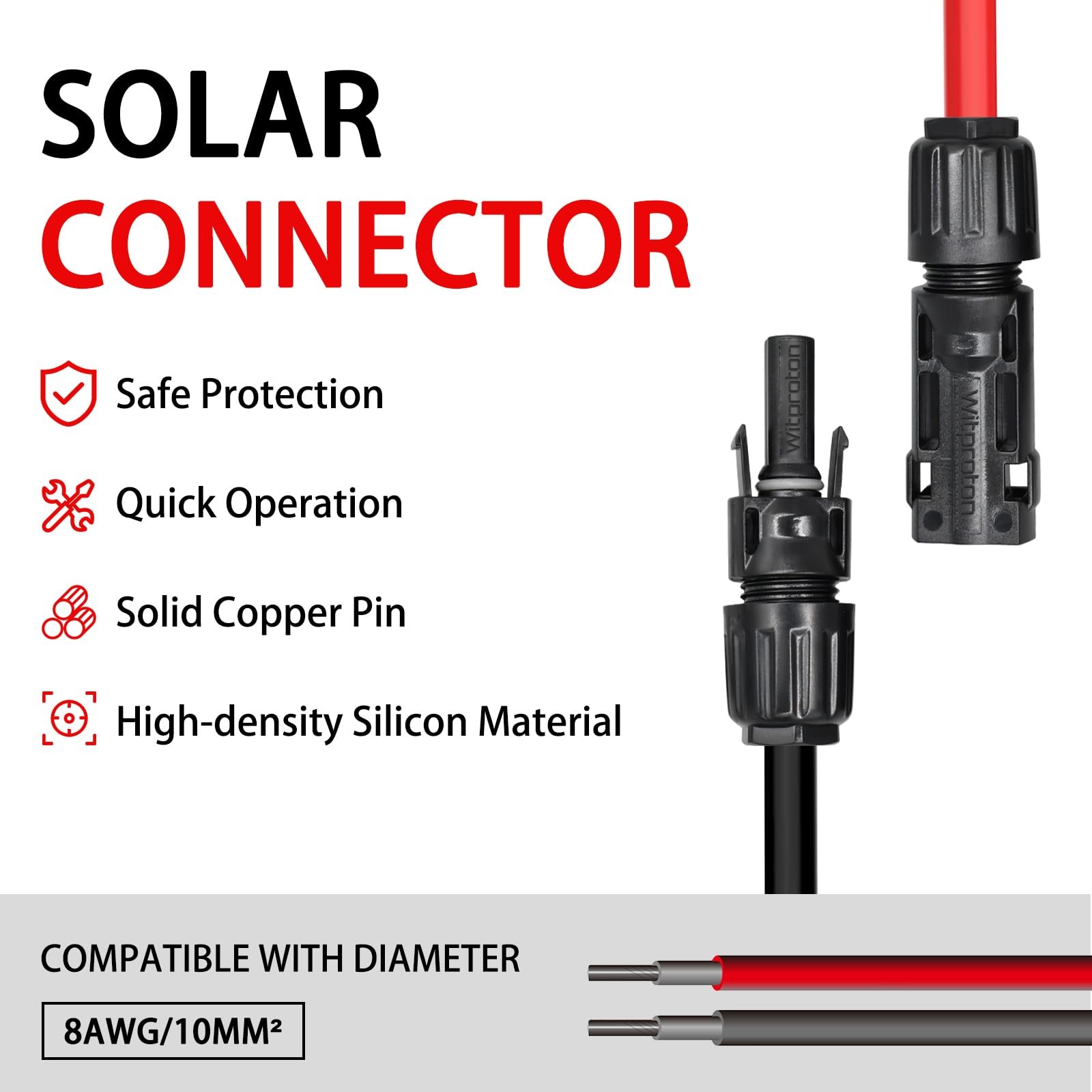 8AWG Solar Connectors IP68 Waterproof 1500V 70A Solid Tinned Copper Terminal …