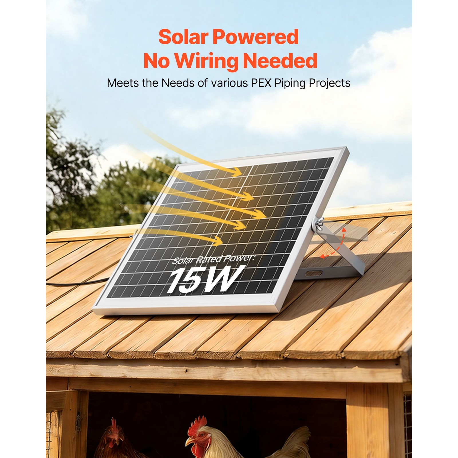 Solar-Powered Dual Fan: 15W Panel, 2668 RPM, 45 dB, for Grow Tents