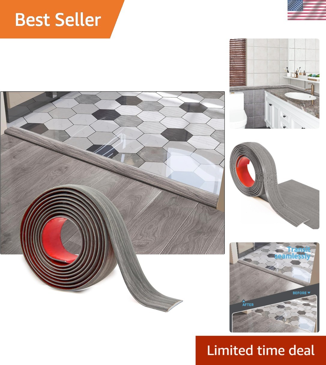 Durable Self-Adhesive Floor Divider Strip – 4FT Gray Vinyl for Easy Installation