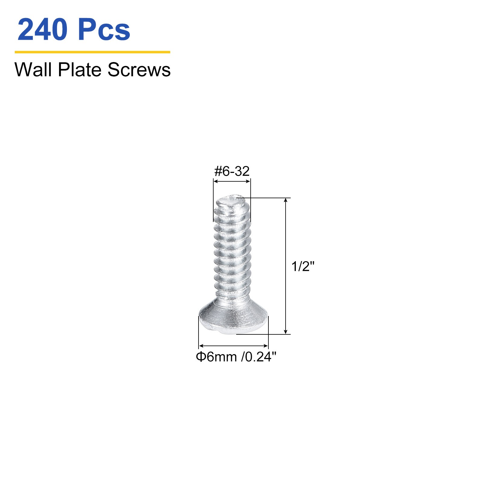 240Pcs Wall Plate Screws 1/2″ Long 6-32 Thread Outlet Screws White Oval Head