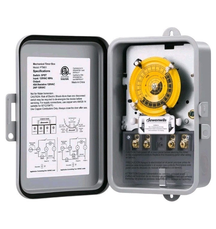 DEWENWILS Heavy Duty Pool Timer, 2HP 40A 120V,24 Hour Programmable ON/Off Switch