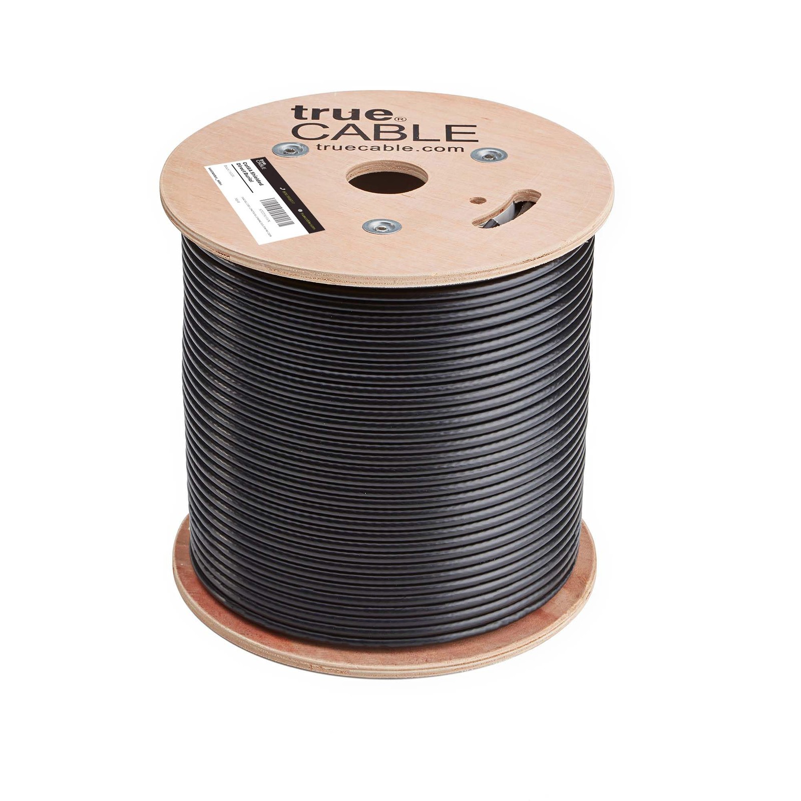 TRUE CABLE Cat6A Direct Burial Bulk Ethernet Cable, Shielded 500ft, Black