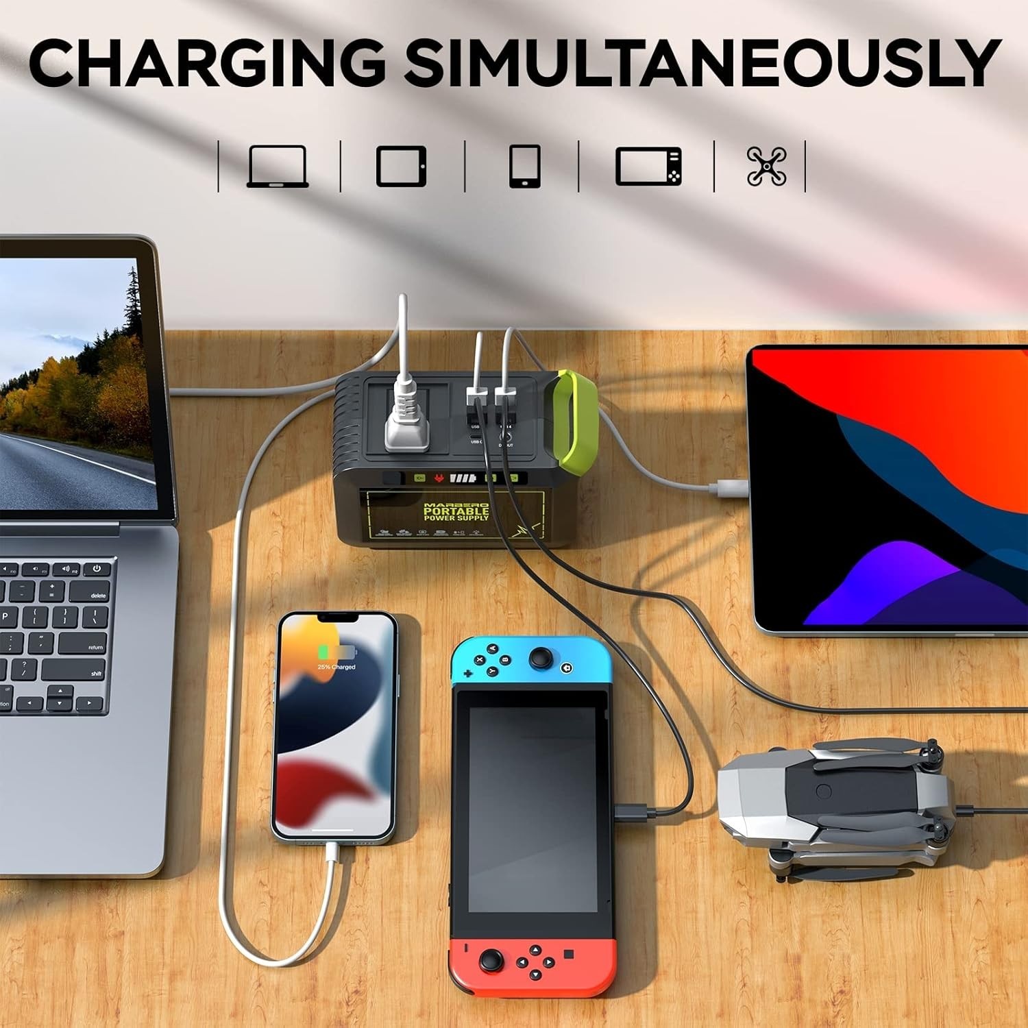Compact 88Wh Lithium Battery Power Bank with 8 Outputs for Outdoor Adventures
