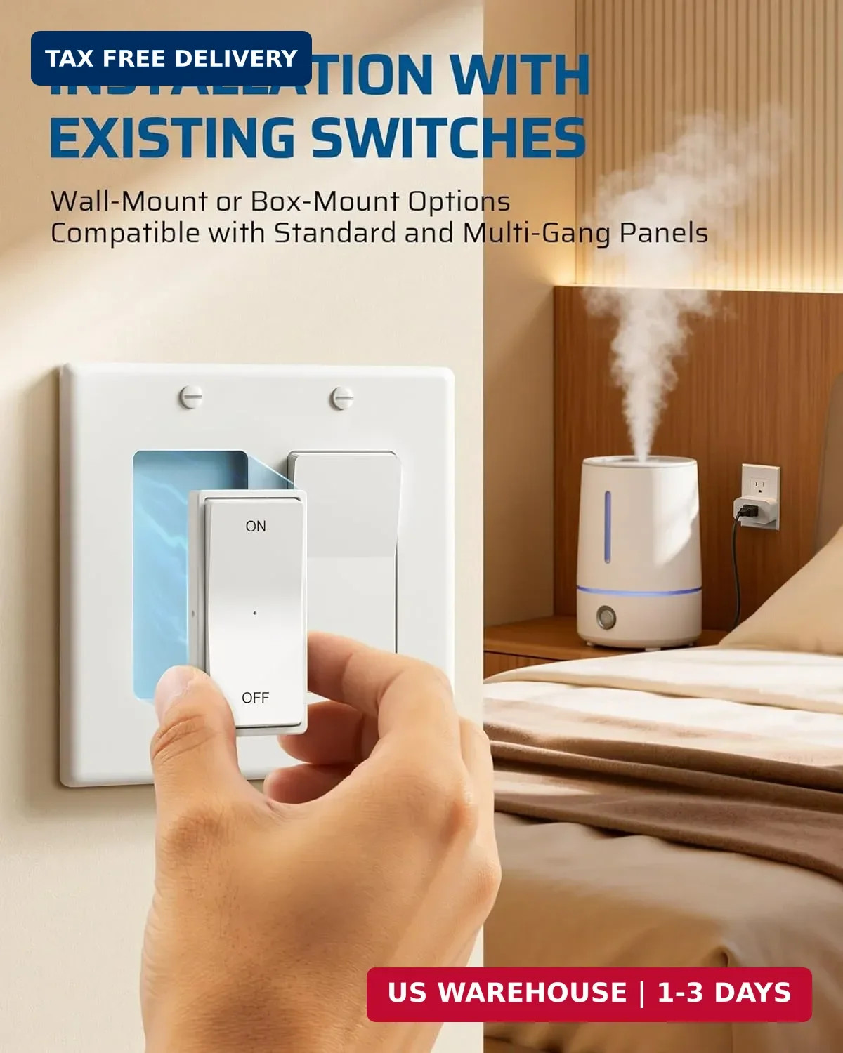 DEWENWILS Wireless Magnetic Remote Control Outlet Plug 15A 1875W, No Wiring Rock