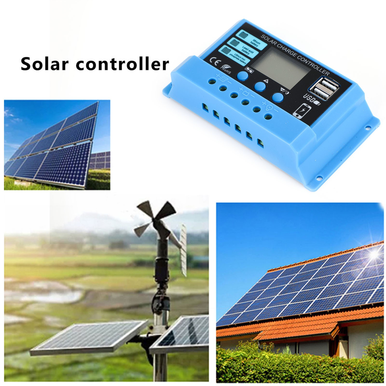 PWM 10A/20A/30A Solar Charge Controller Regulator For Lifepo4 Lead Acid