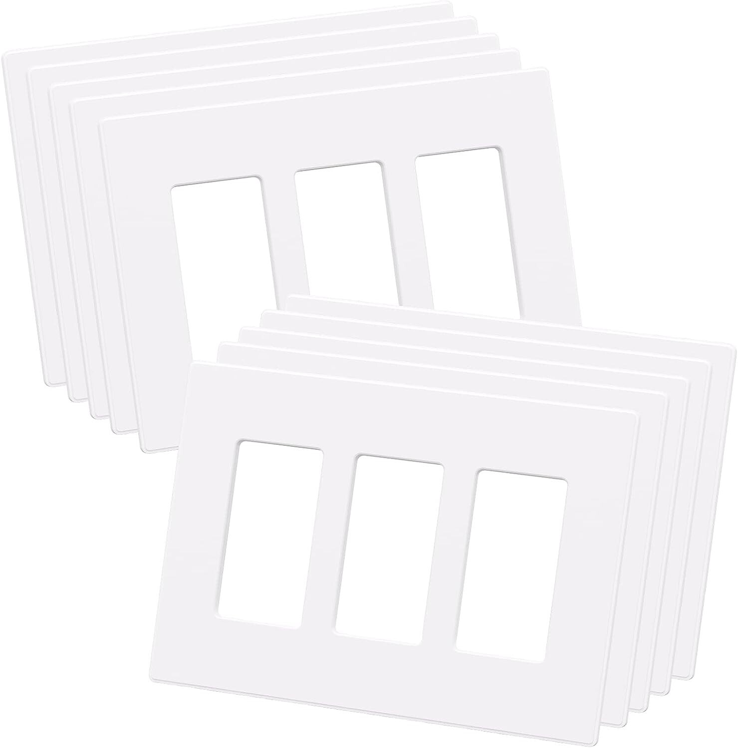 AIDA – Screwless Decorator / GFCI Wall Plate – 3 Gang White (10 Pack)