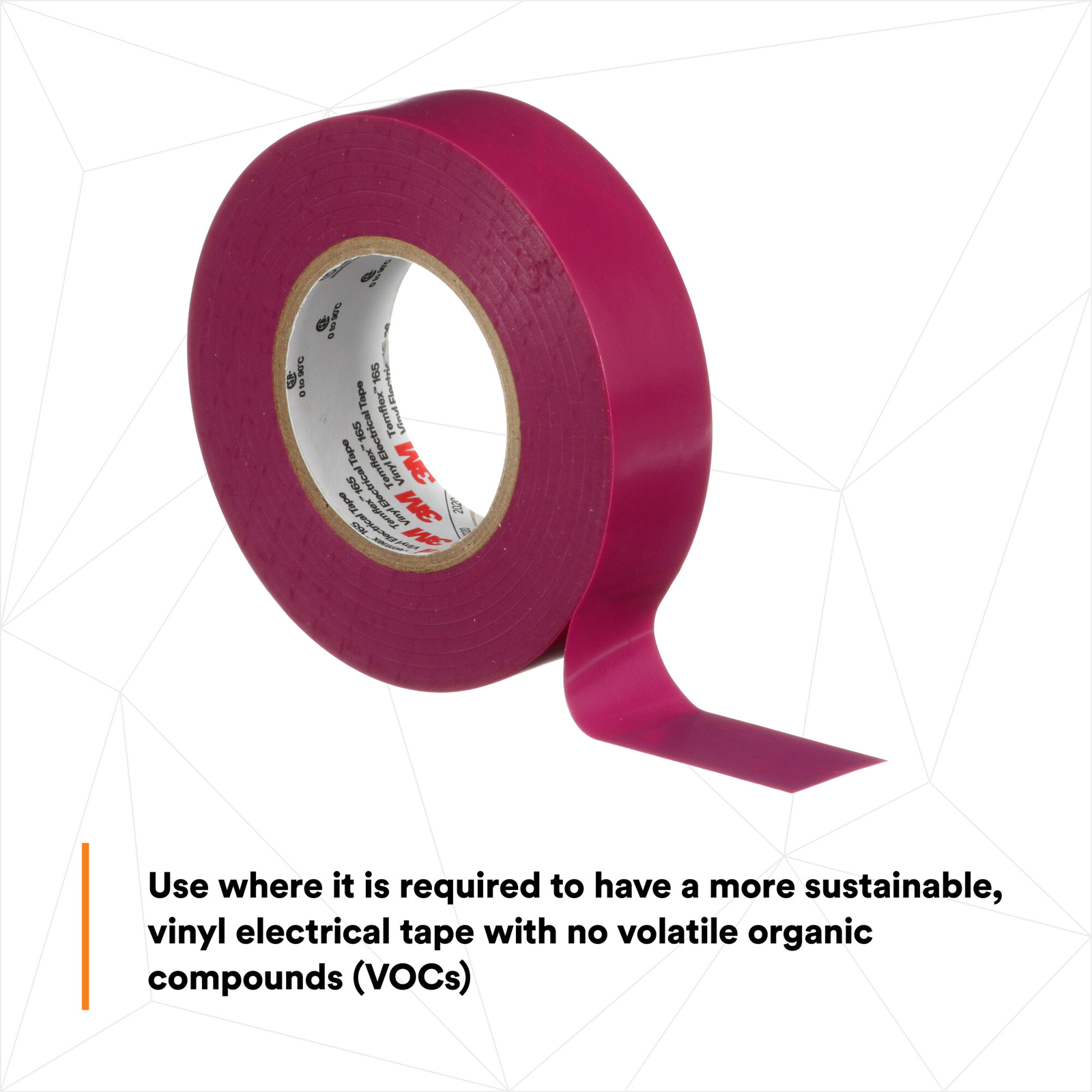3M Temflex Vinyl Electrical Tape 165, Purple, 3/4 in x 60 ft (19 mm x 18 m)