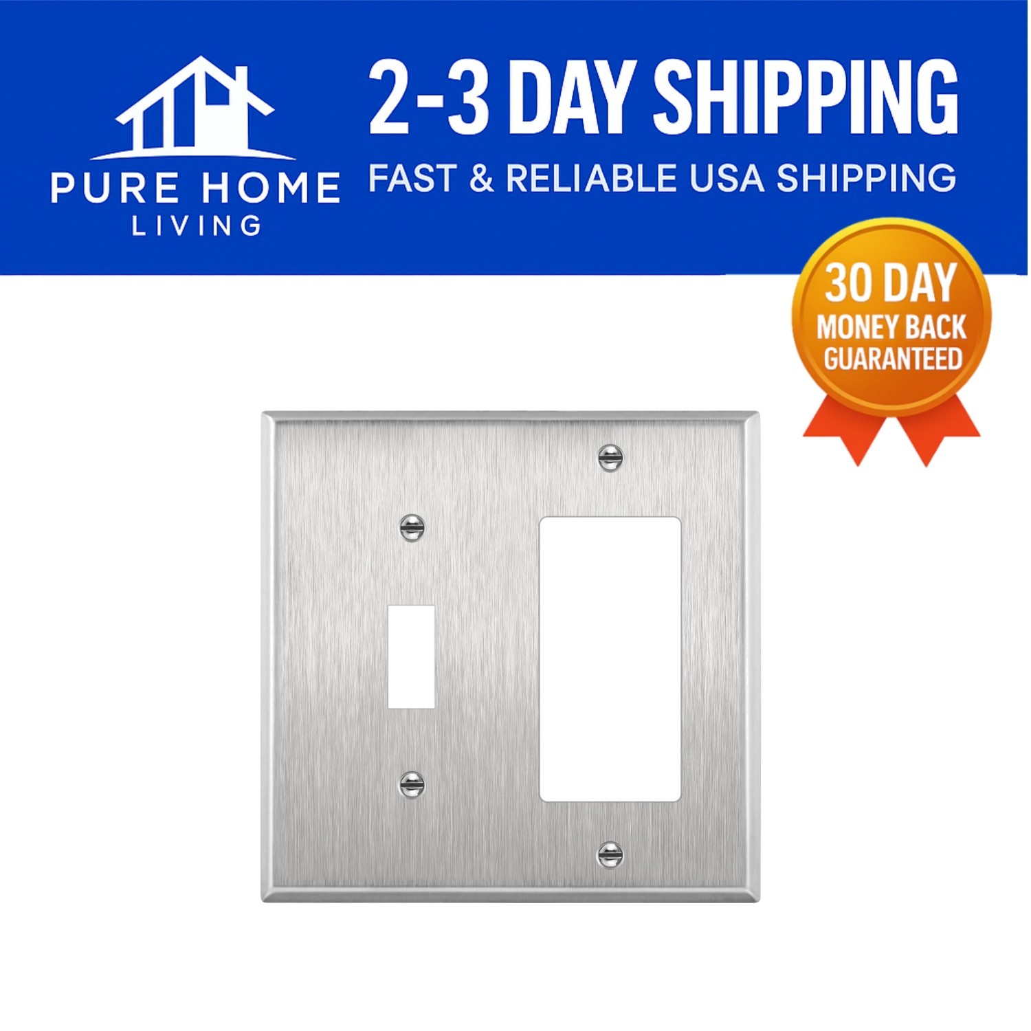 Corrosion-Resistant Stainless Steel Wall Plate – 2-Gang Toggle or Decorator