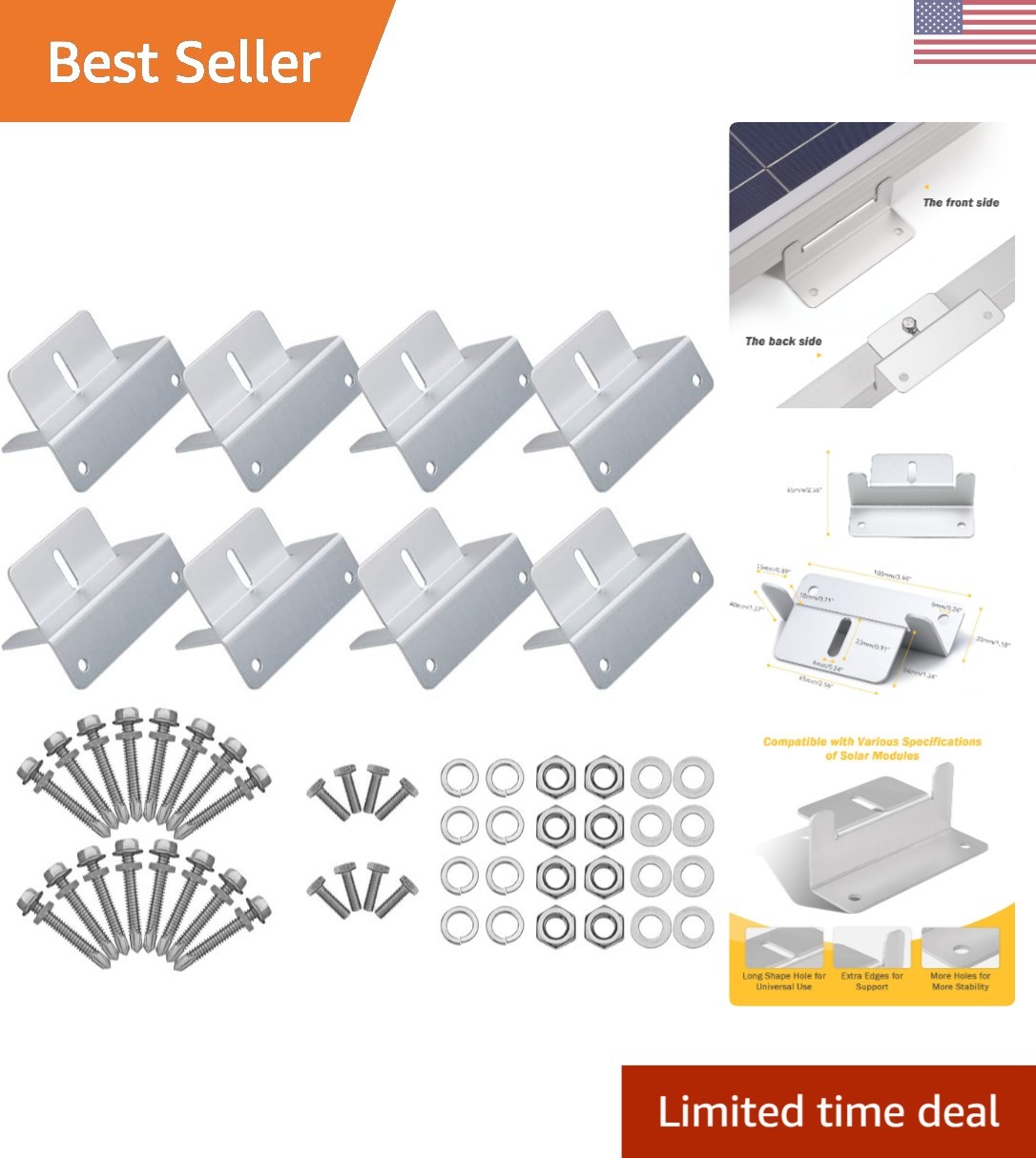 Corrosion-Resistant Z Brackets – 8 Units for Solar Panels on Irregular Surfaces