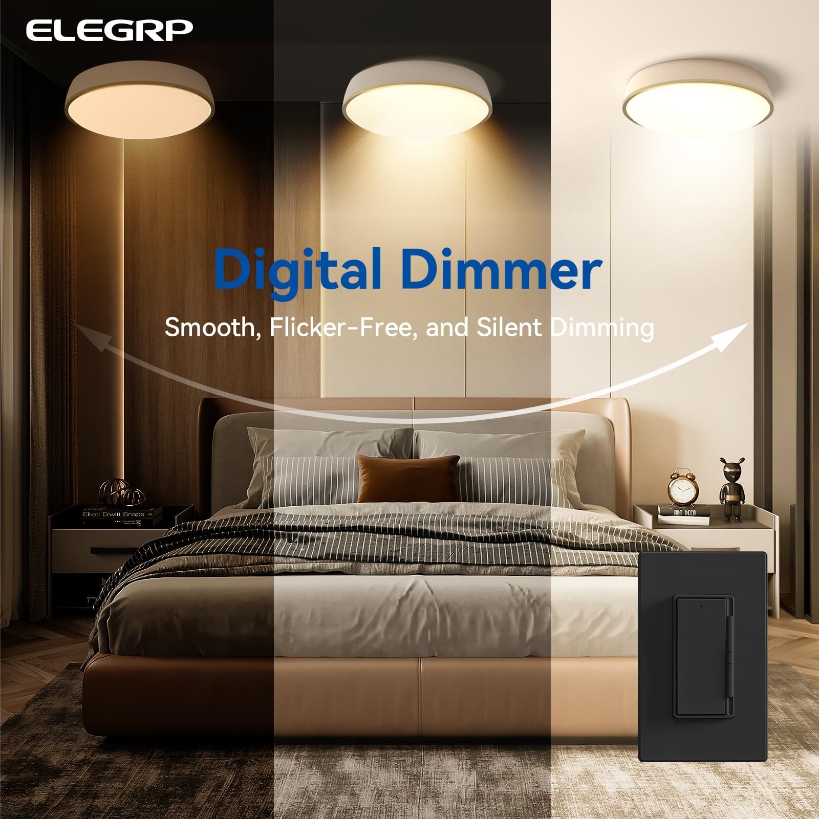 ELEGRP Digital Dimmer Light Switch for 300W Dimmable LED/CFL Lights and 600W …
