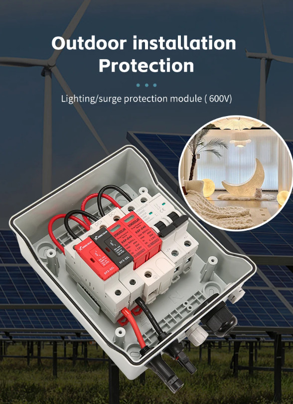 Red PV Combiner Box 600V IP65 SPD MCB 15A Fuse Lightning Protect New Shell Kit
