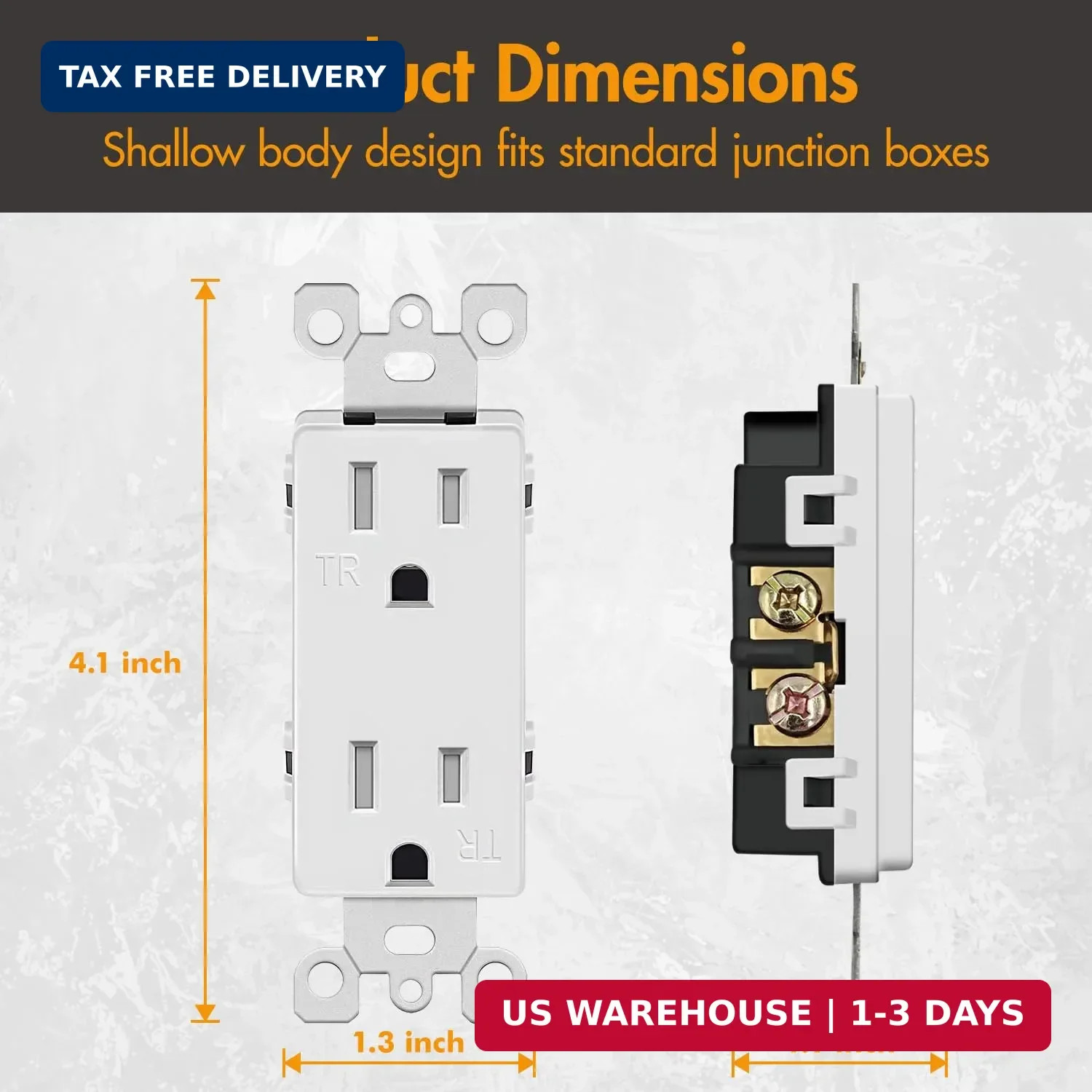 Decorator Receptacle Outlet, Standard Electrical Wall Tamper Resistant Decorativ