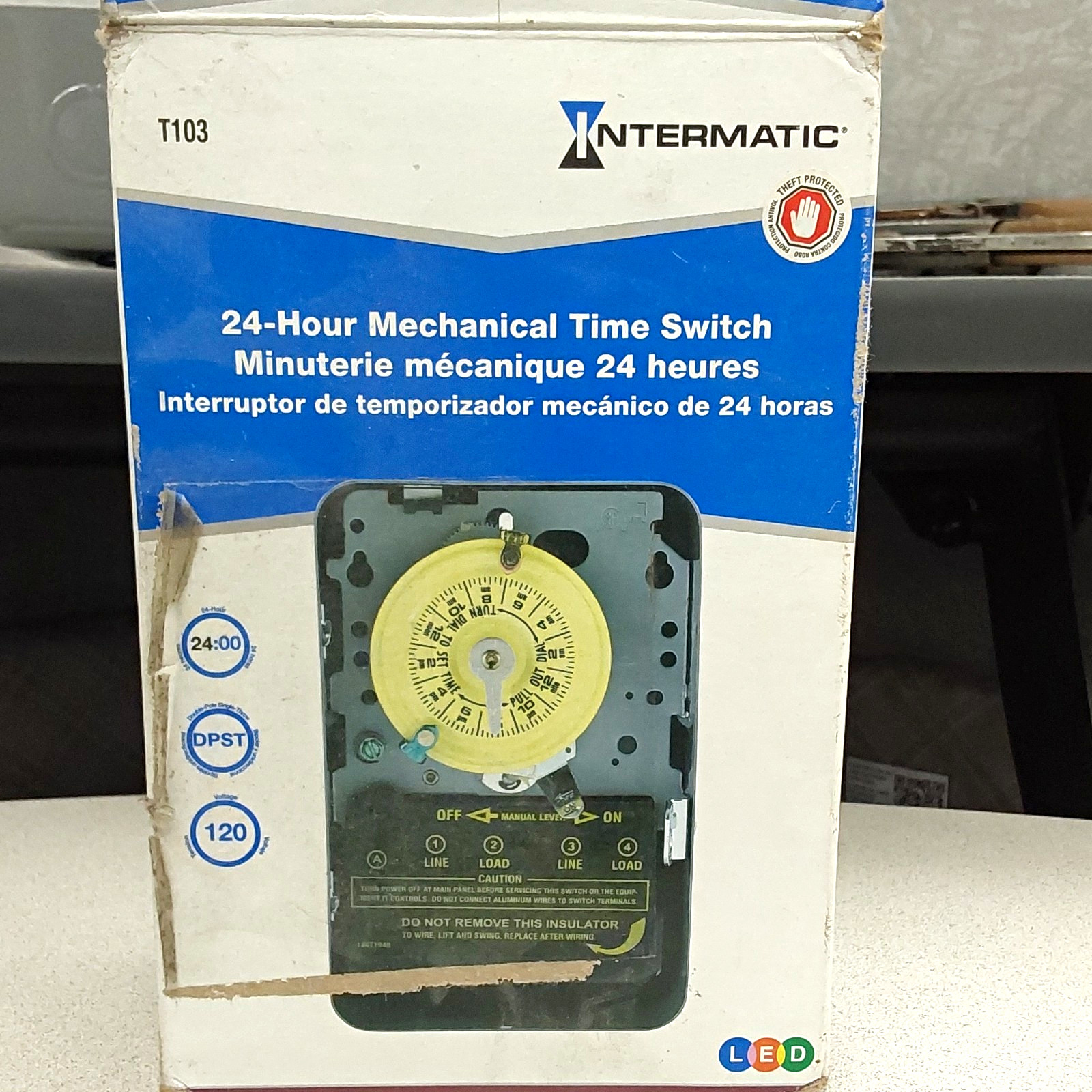 Intermatic T103 24-Hour Mechanical Dial Time Switch DPST 120 VAC 40A