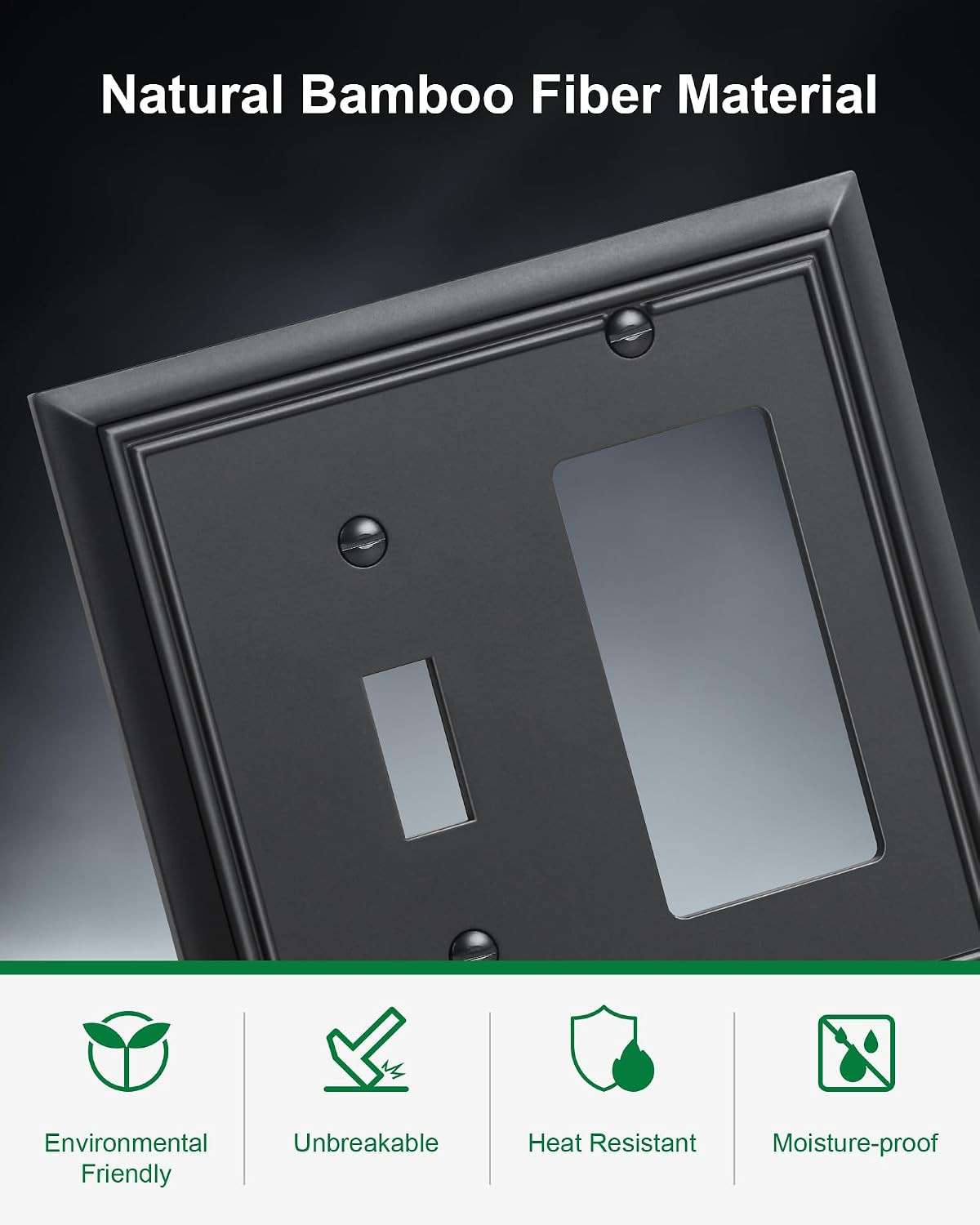 2-Pack Combo Toggle/Decorator Light Switch Cover Plate, Matte Black Decorative E
