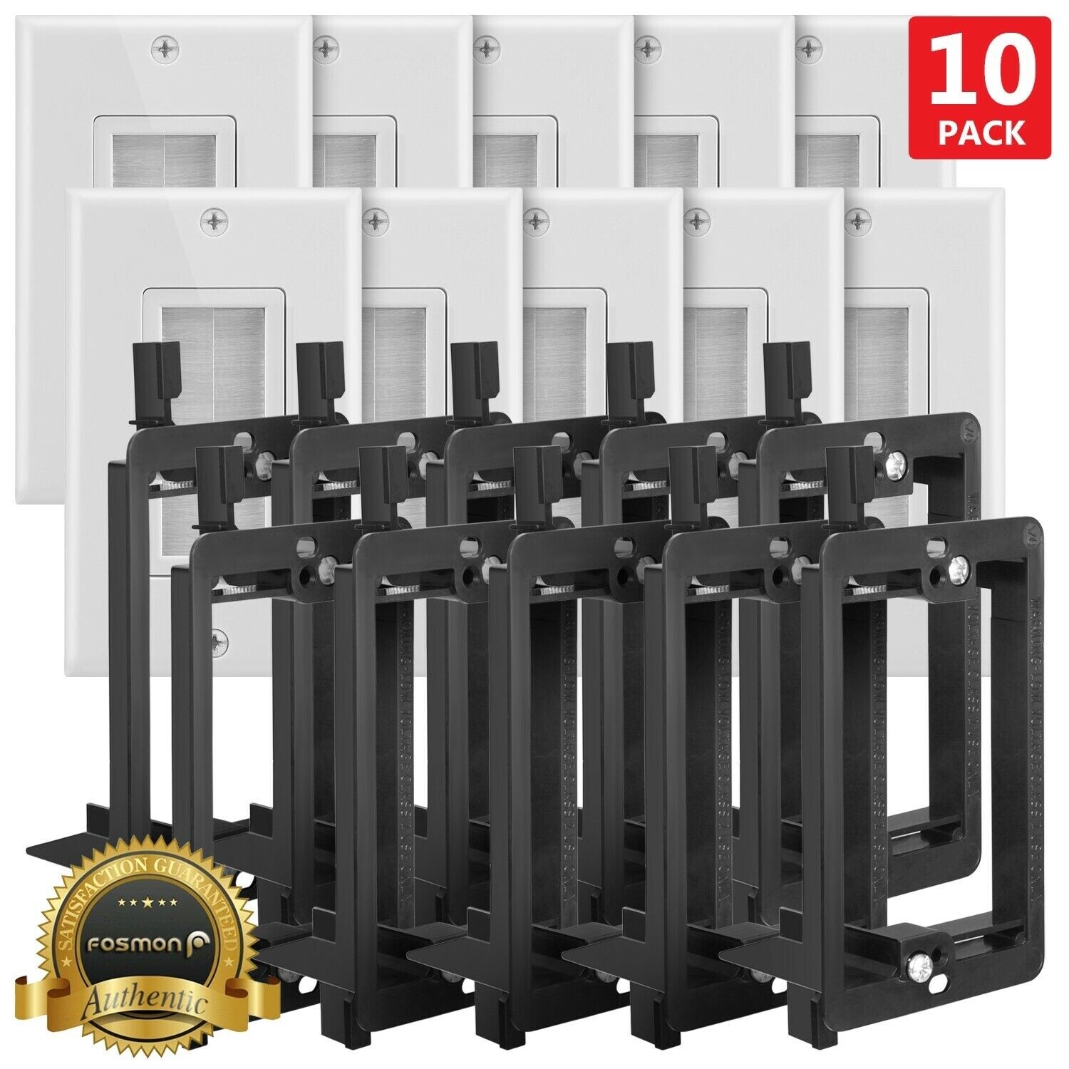 10x LOT Single Gang Wall Plate Brush Style Low Voltage Flush Mount Bracket Wire
