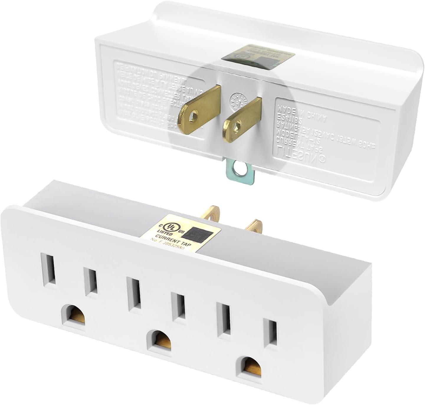 Grounded Adapter 3-Prong to 2-Prong Triple Outlet Converter – UL Listed 3 Pin to