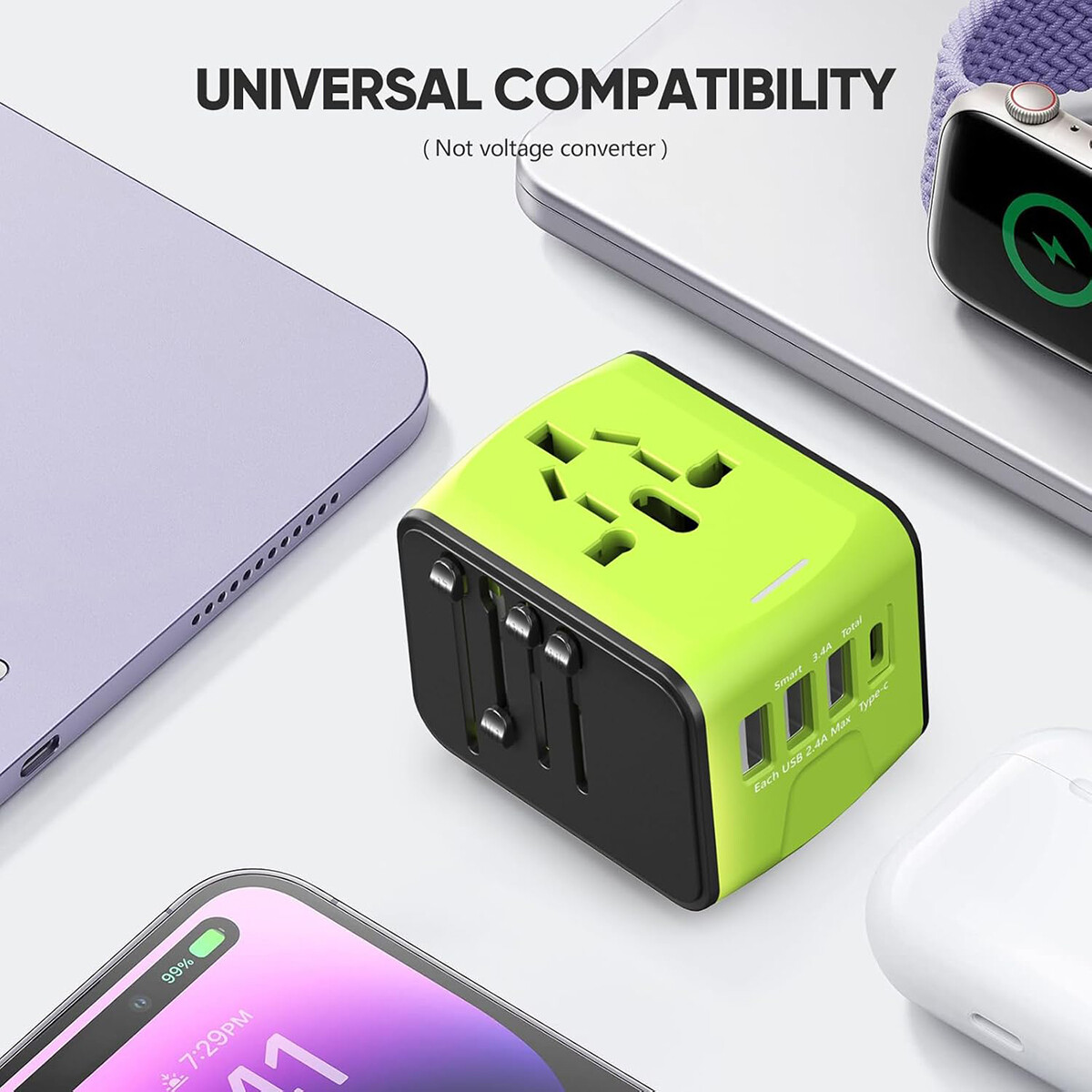 Universal Travel Adapter International All in One USB C Wall Charging Power Plug