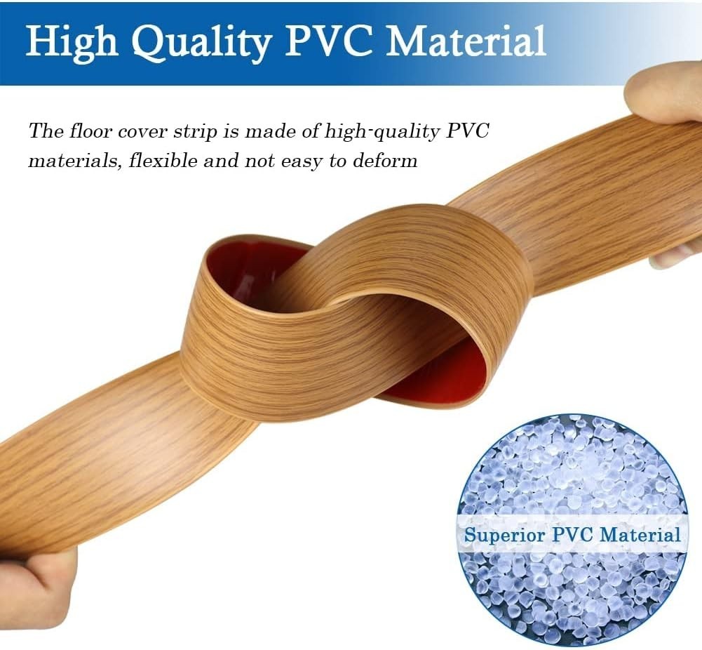 Elegant Self-Adhesive Floor Transition Strip – 3in Wide PVC Cover in Light Brown