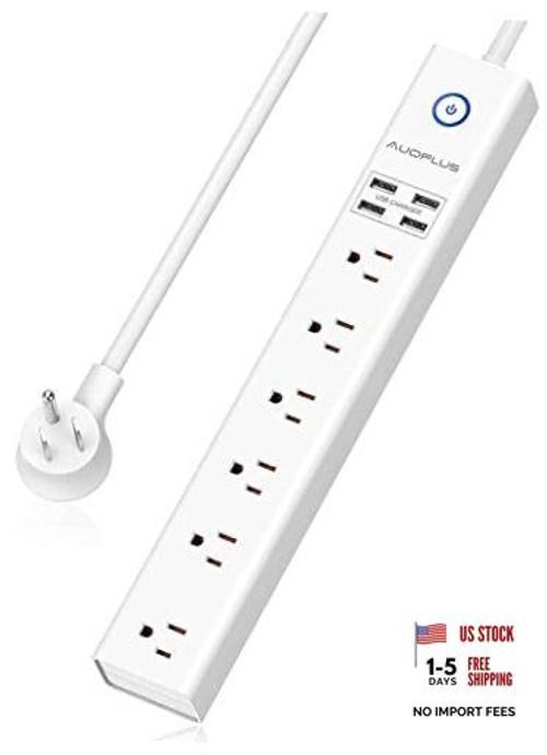 Power Strip 10Ft – Surge Protector with USB, 6 Outlet and 4 USB 10ft White