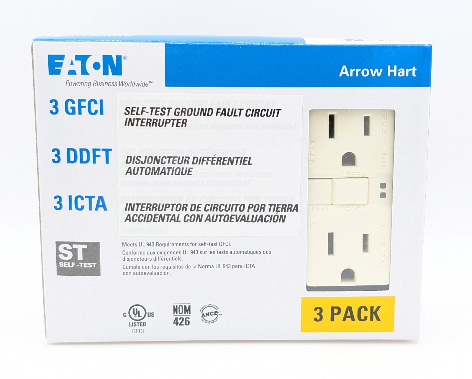 30 Pack Eaton SGF15A GFCI Duplex Outlet Receptacle Almond 15A 125V AC, Self Test