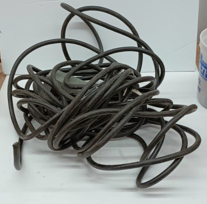 Vtg 5 Wire Leviton 53 ft extension cord metal outlet box cracked duplex no plug