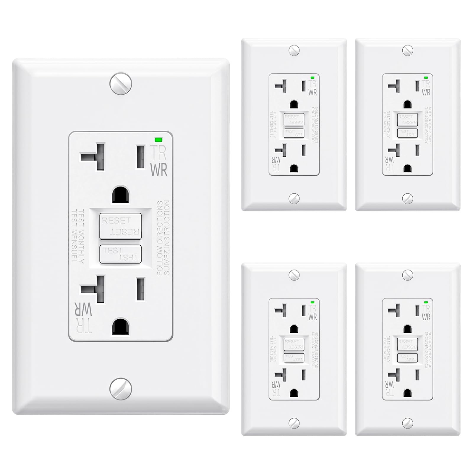 ELEGRP 20A Outdoor GFCI Outlet, Self-Test GFI Electrical Narrow Duplex