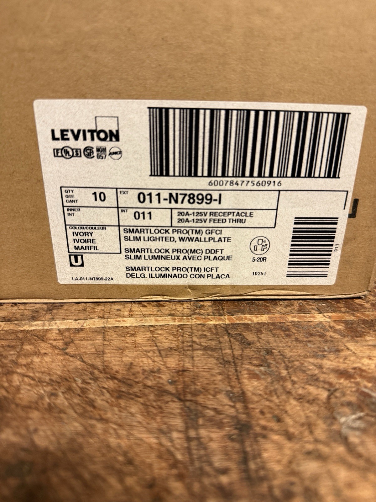 Lot of 10 Leviton N7899-I 20A GFCI Outlets – New (IVORY) FREE SHIPPING
