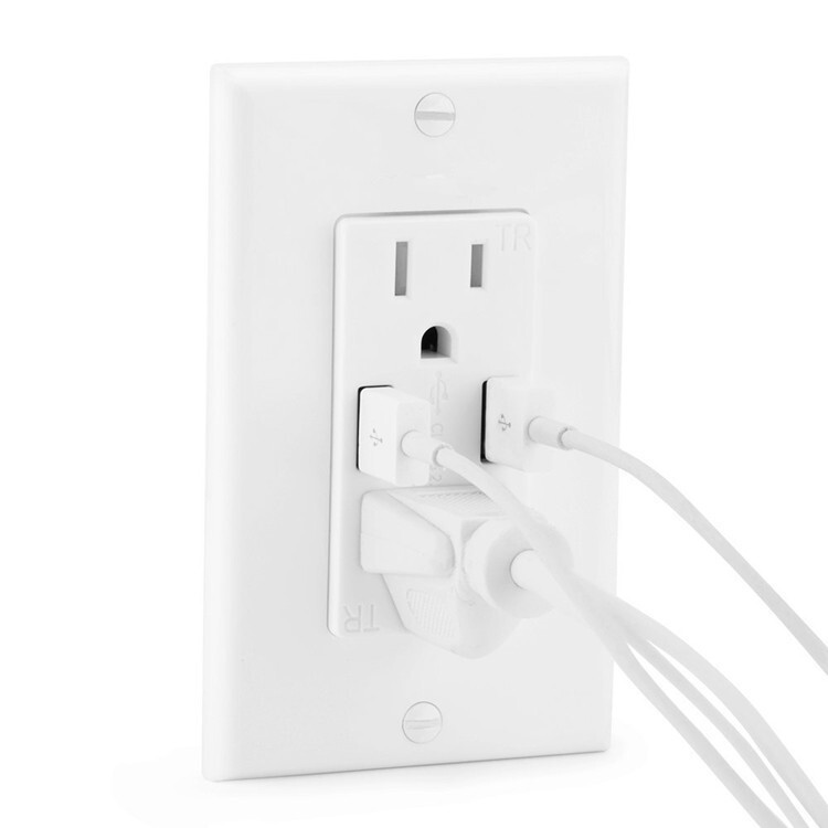 Wall Outlet with 2 USB Charging Ports Tamper Resistant Socket Charger with Plate