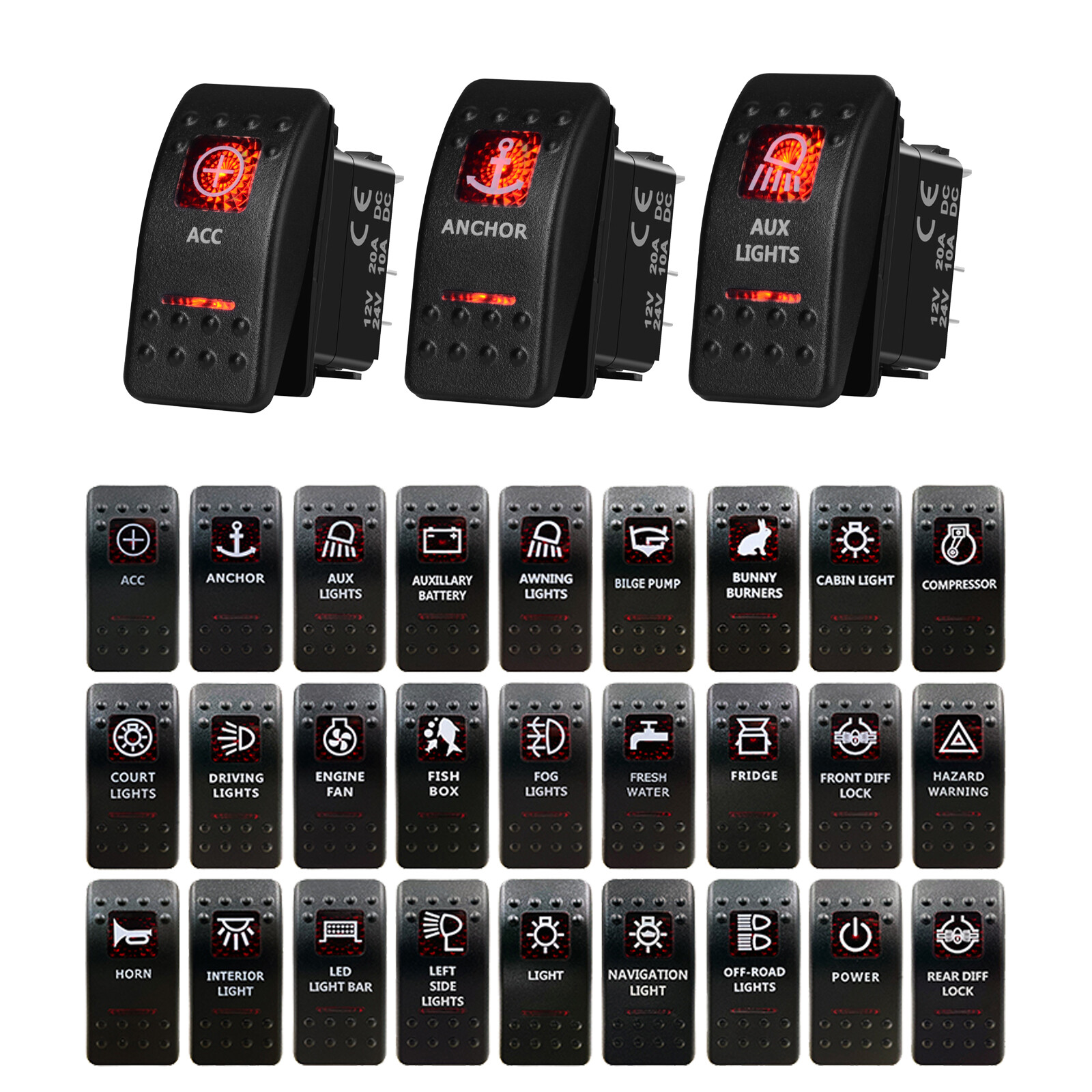 1PC Red Rocker Switch Cover For Car Marine Boat Truck Switch Cap Replacement