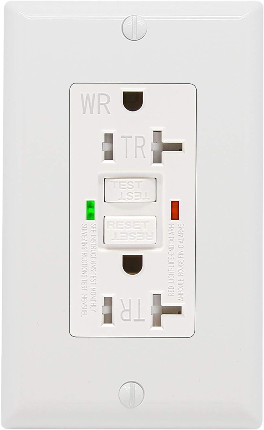 Listed GFCI Outlet 20 Amp with LED Indicator – Tamper-Resistant for Safety