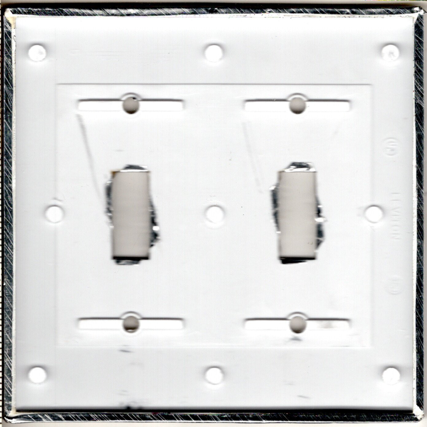 Aluminum Covered Plastic Double Toggle Wallplate by Metalyglass in Puerto Rico