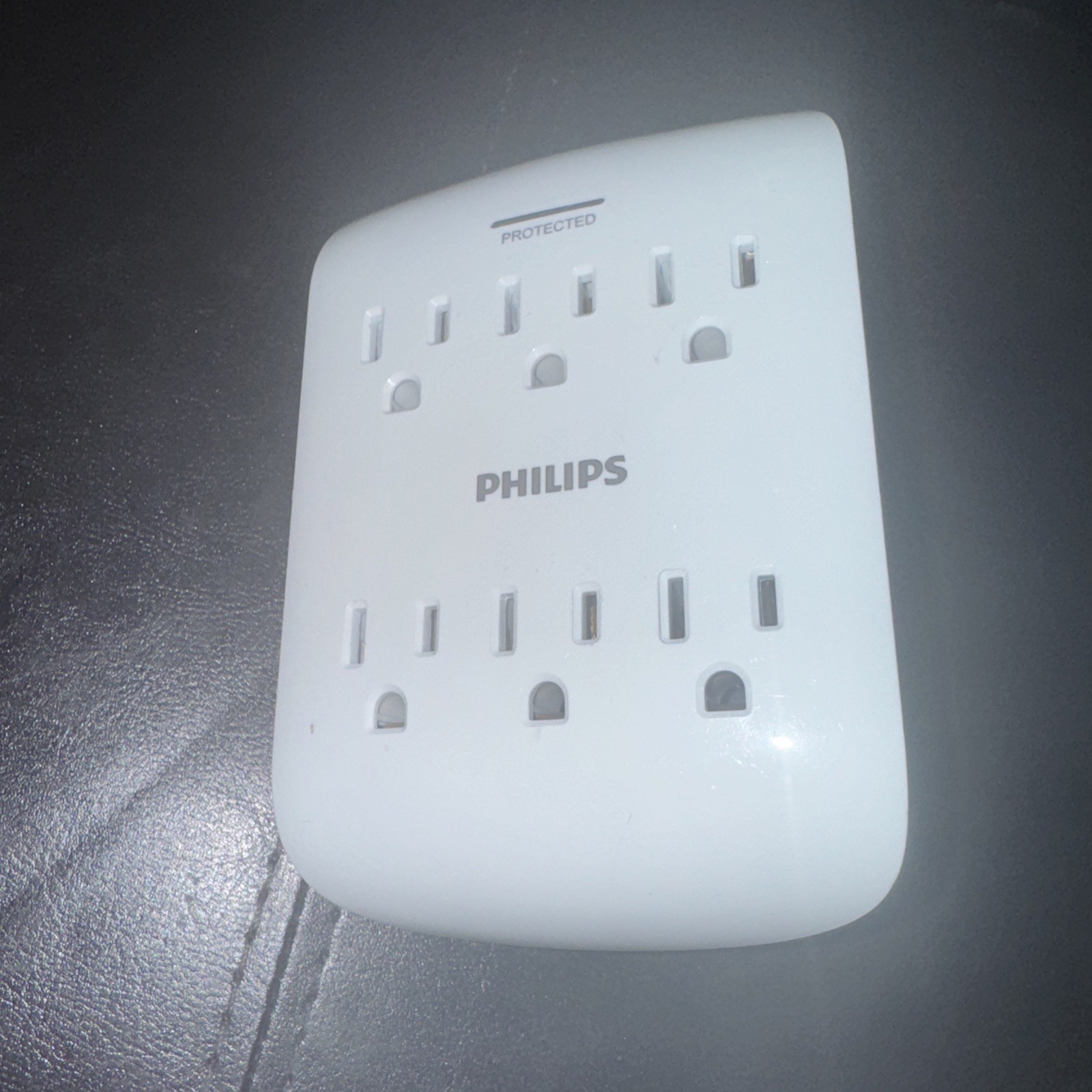 Philips 6-Outlet Surge Protector Tap 900 Joules Space Saving Design Gray & White