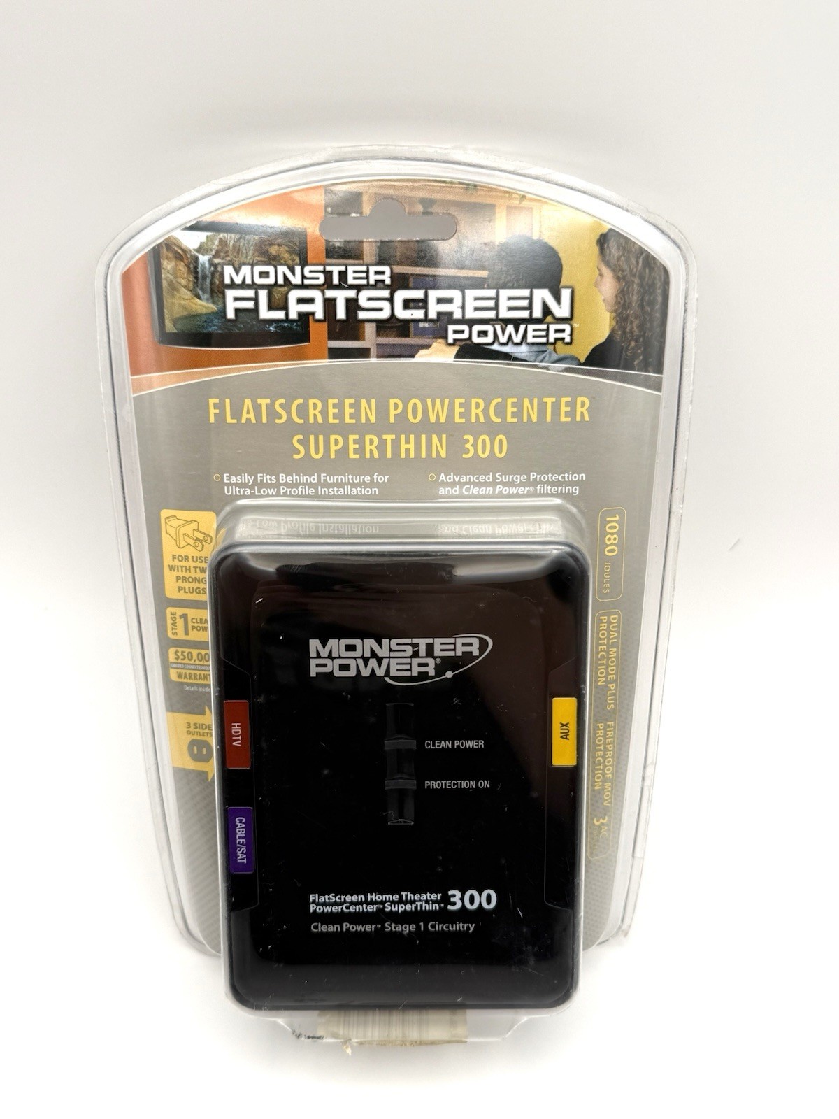 Monster SuperThin 300 Surge Protector 3 Outlets Ultra Low Profile 1080J