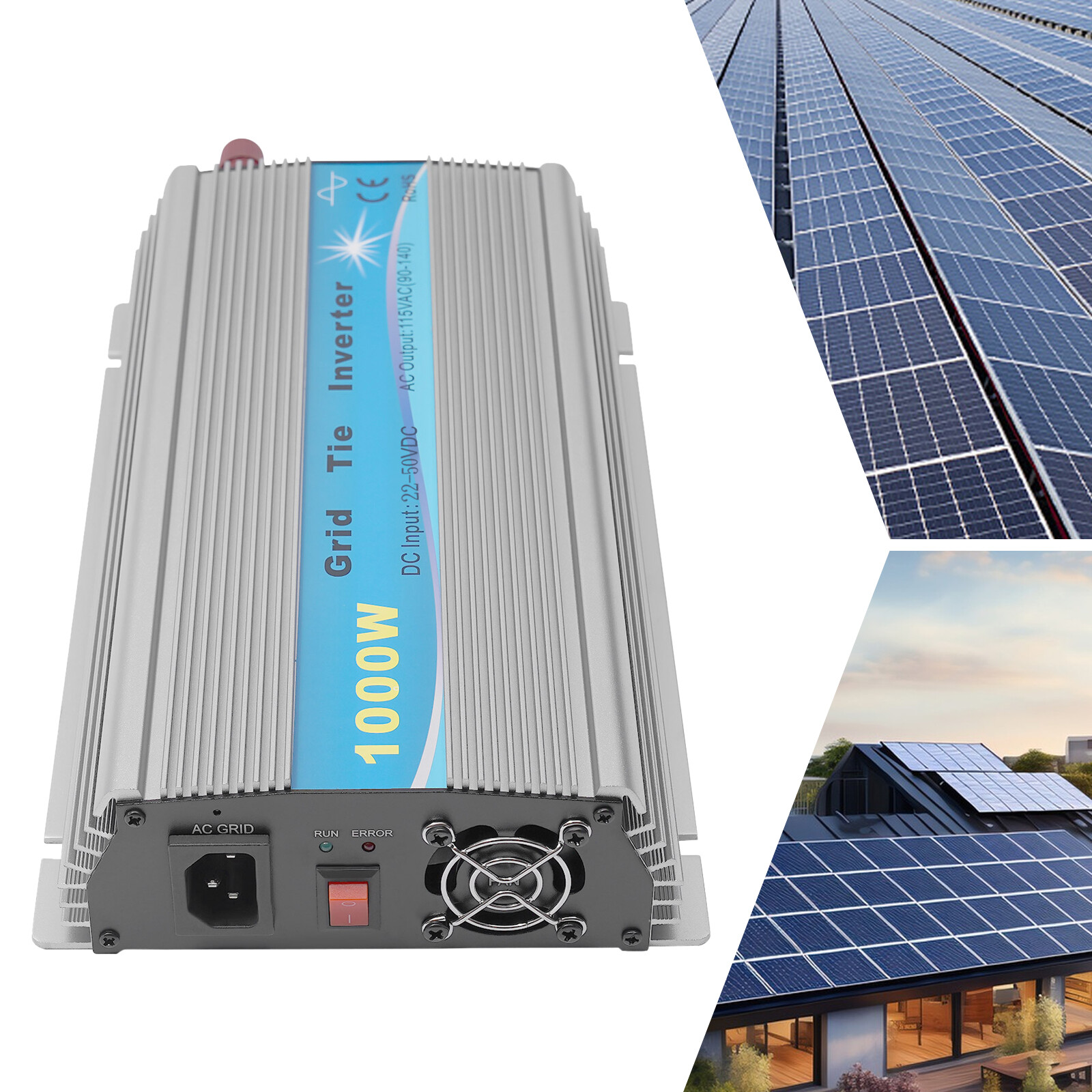 1000W Solar Grid Tie Inverter Dc22-50v?to Ac90v/140v Pure Sine Wave Inverter US~