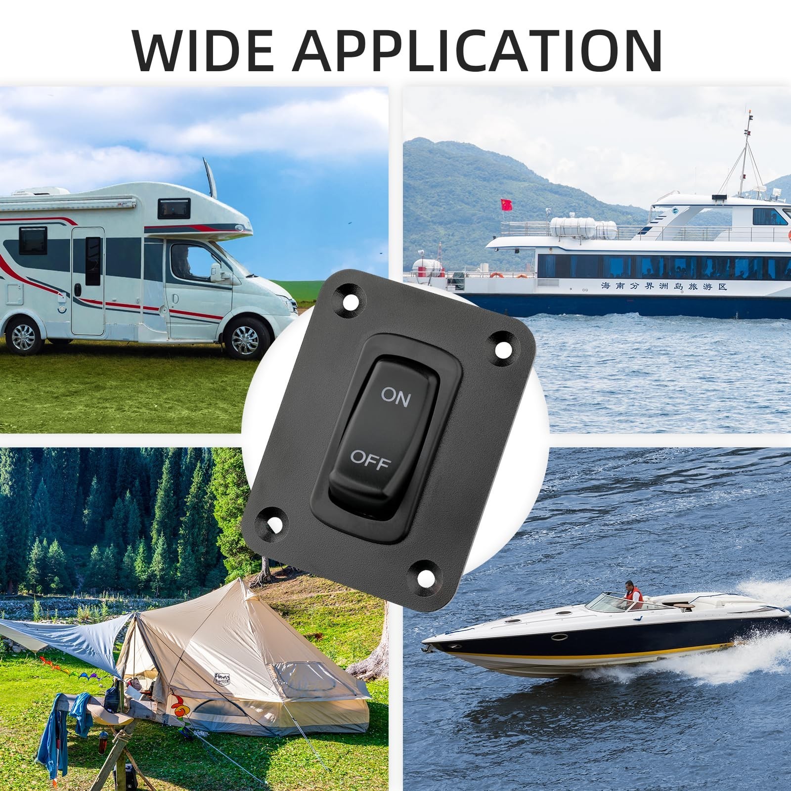 Rocker Switch Panel, 1 Gang Toggle Switch Panel 12V, Wateroproof 5Pins Boat O…