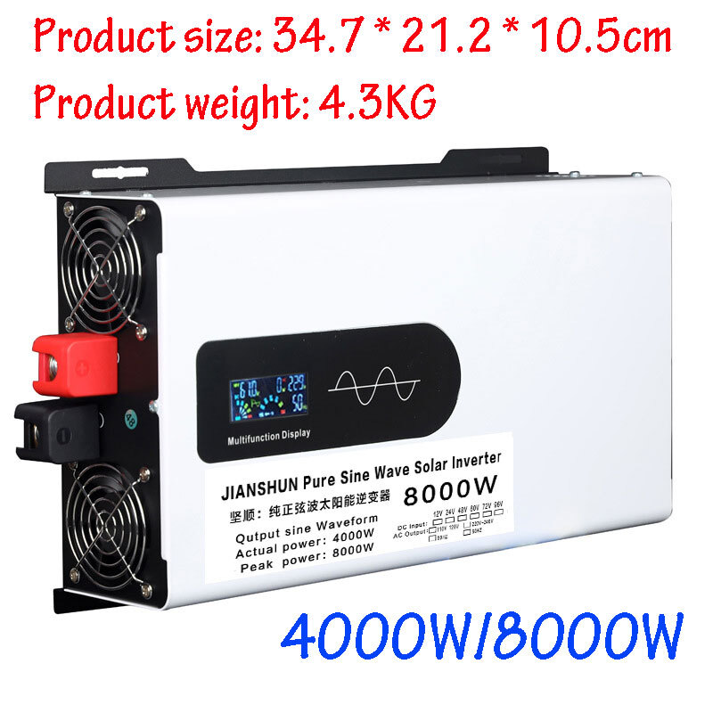 8000W Pure Sine Wave Inverter Solar Off Grid 4000W 12V 24V 48V 72V to Max 110V