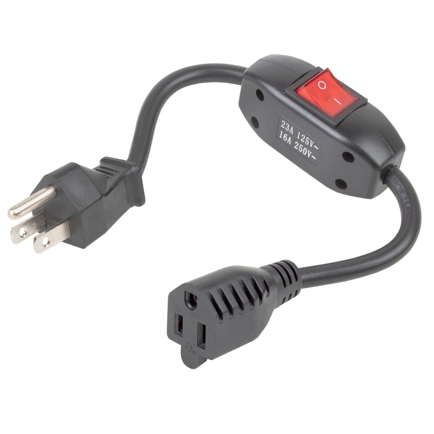 Inline On/Off Switch Extension Cord, 3-Prong Household Switchable Power Cord,…