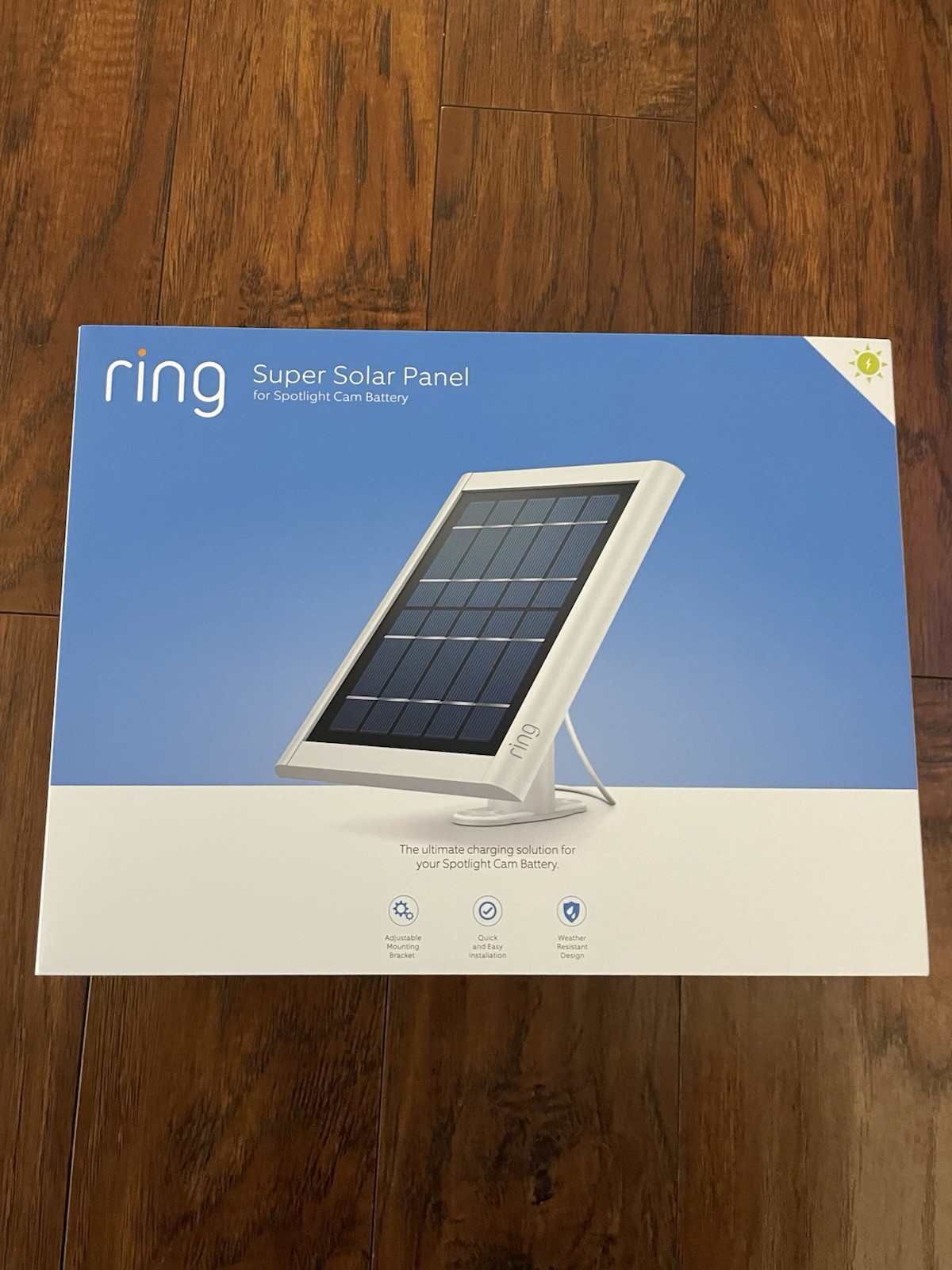 White Ring Super Solar Panel 5W Barrel Plug Connector For Spotlight Cam/ Stickup