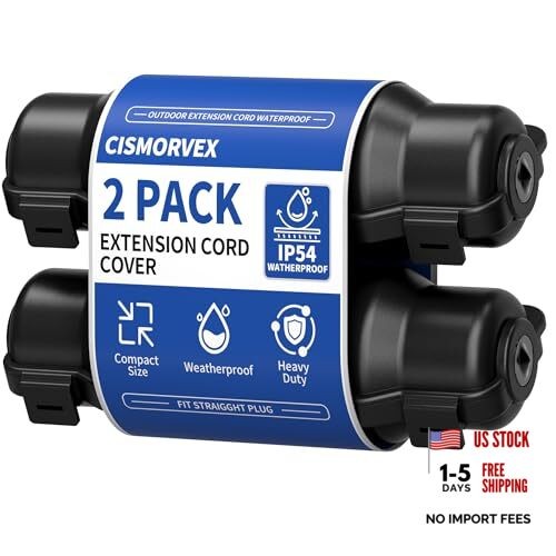 Outdoor Extension Cord Safety Cover with Waterproof Seal IP54 2 Pack Black