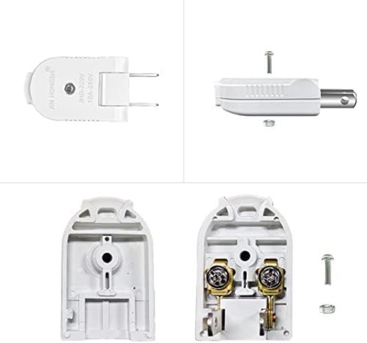 Versatile 2-Prong Power Plug Replacement, Screw Lock Design, 3-Pack for Home DIY