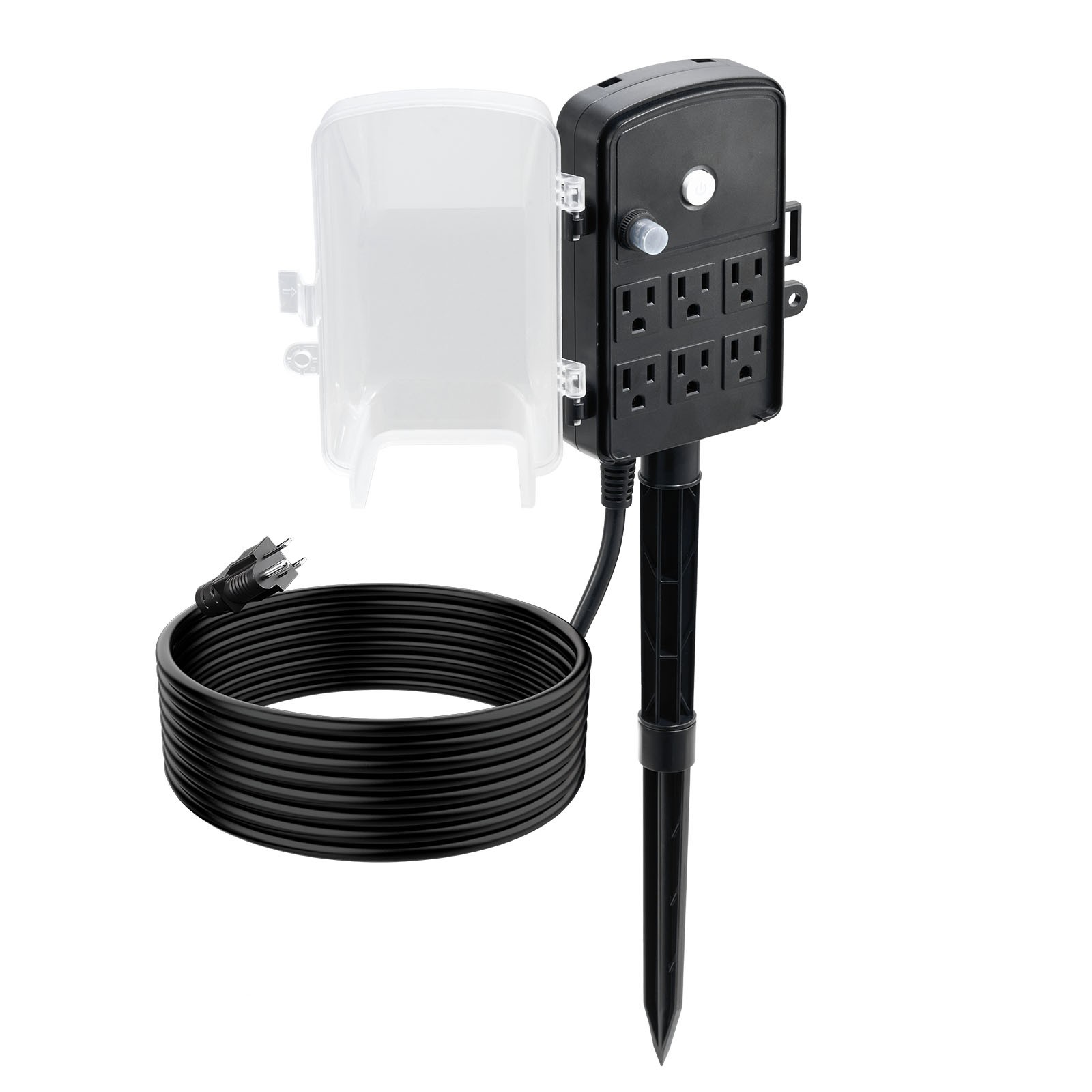 VEVOR Outdoor Power Stake Waterproof Power Strip 6 Outlets 15 FT Extension Cord