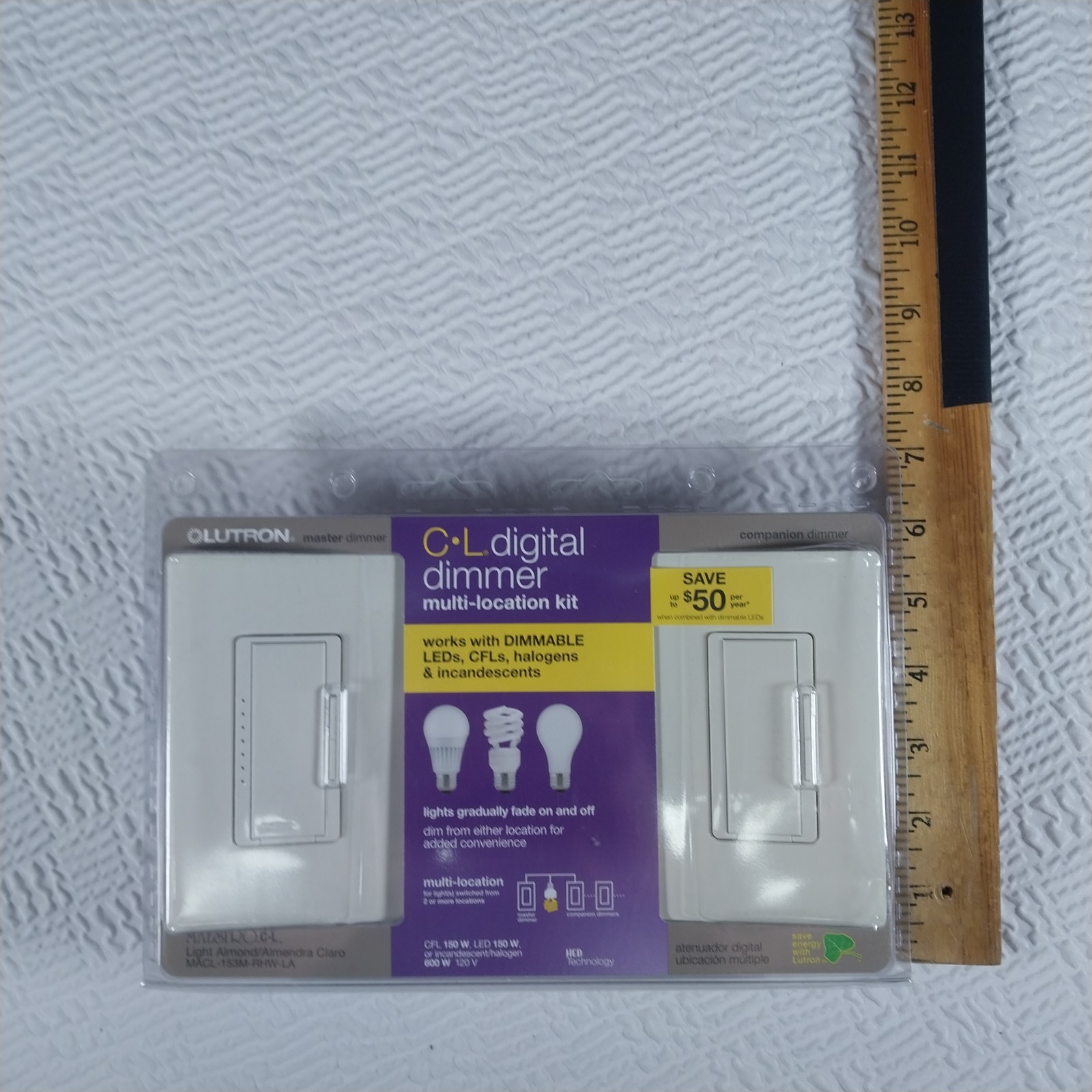 Lutron CL Digital Dimmer Multi-Location Kit MACL-153M-RHW-LA Master & Companion