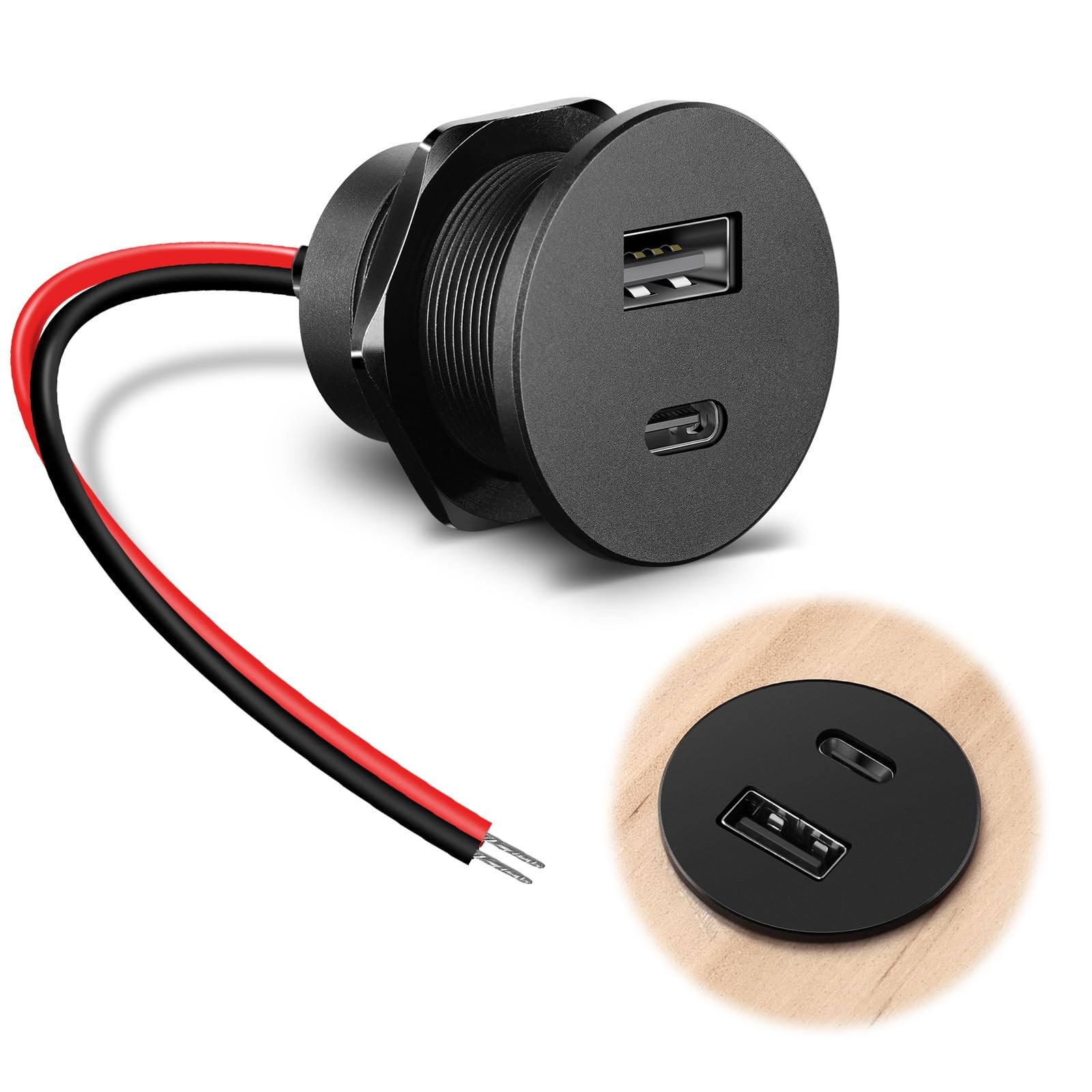 CamperXlite RV 12V USB Outlet Alumium Charger, 1.46″ * * 1.14″, 1Pcs